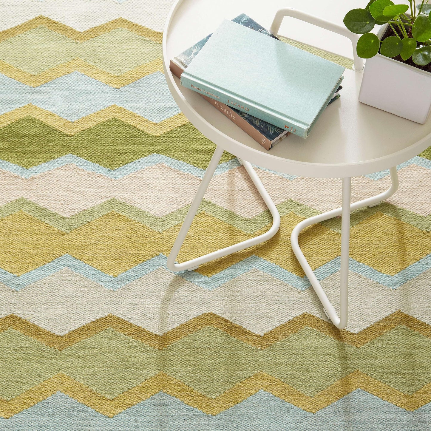 Dash and Albert Safety Net Indoor/Outdoor Area Rug - 3' x 5' Green Geometric Handwoven Washable Accent Rug - Durable, Eco-Friendly, High Traffic Friendly