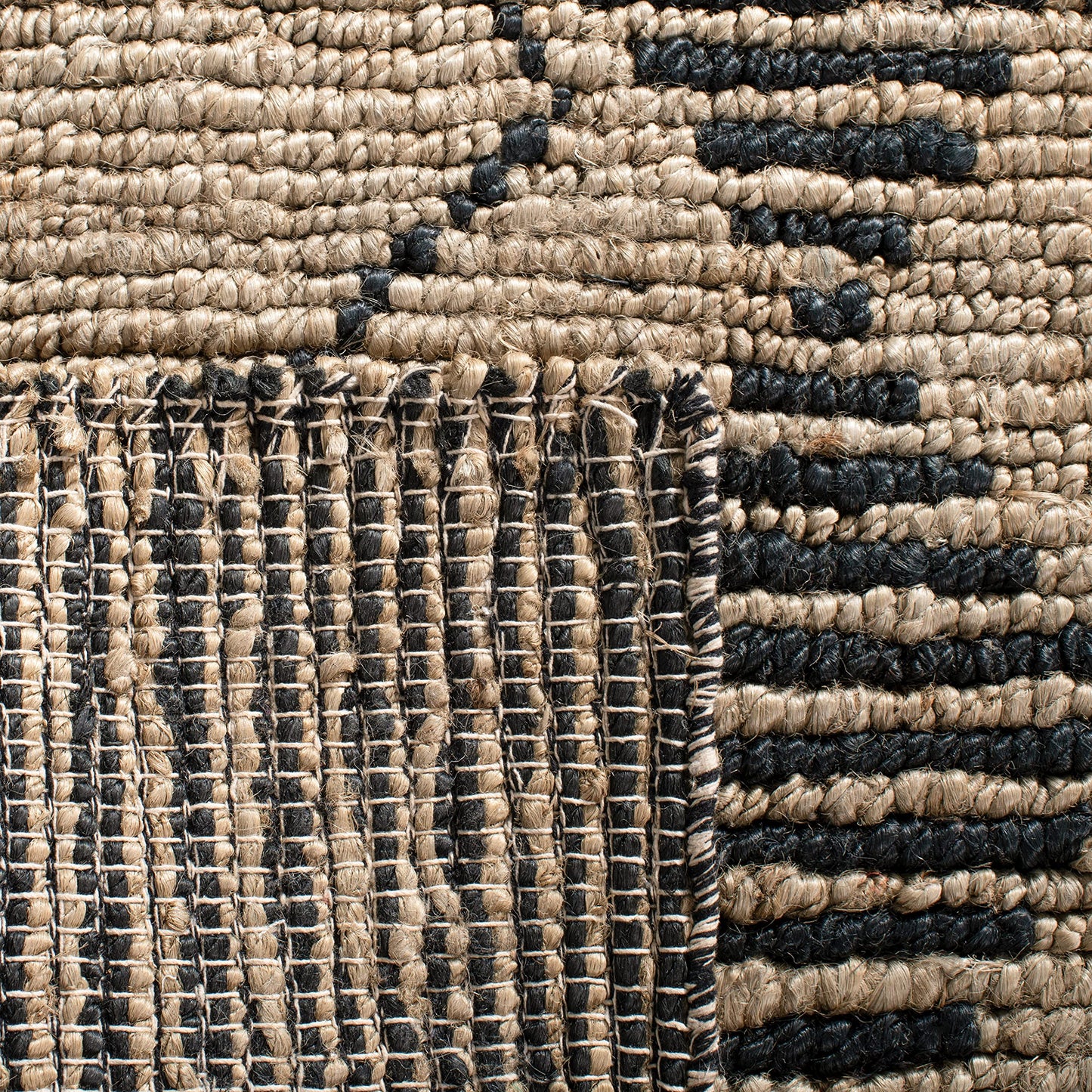 SAFAVIEH Bohemian Collection 3' x 5' Beige / Black BOH703Z Handmade Moroccan Tribal Jute Area Rug