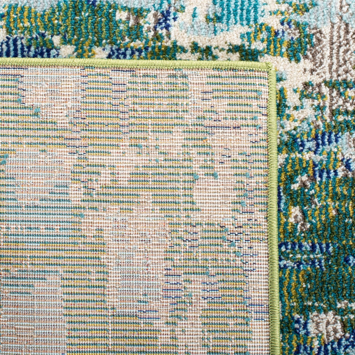 SAFAVIEH Madison Collection Area Rug - 9' x 12', Green & Turquoise, Boho Abstract Distressed Design, Non-Shedding & Easy Care, Ideal for High Traffic Areas in Living Room, Bedroom (MAD425Y)