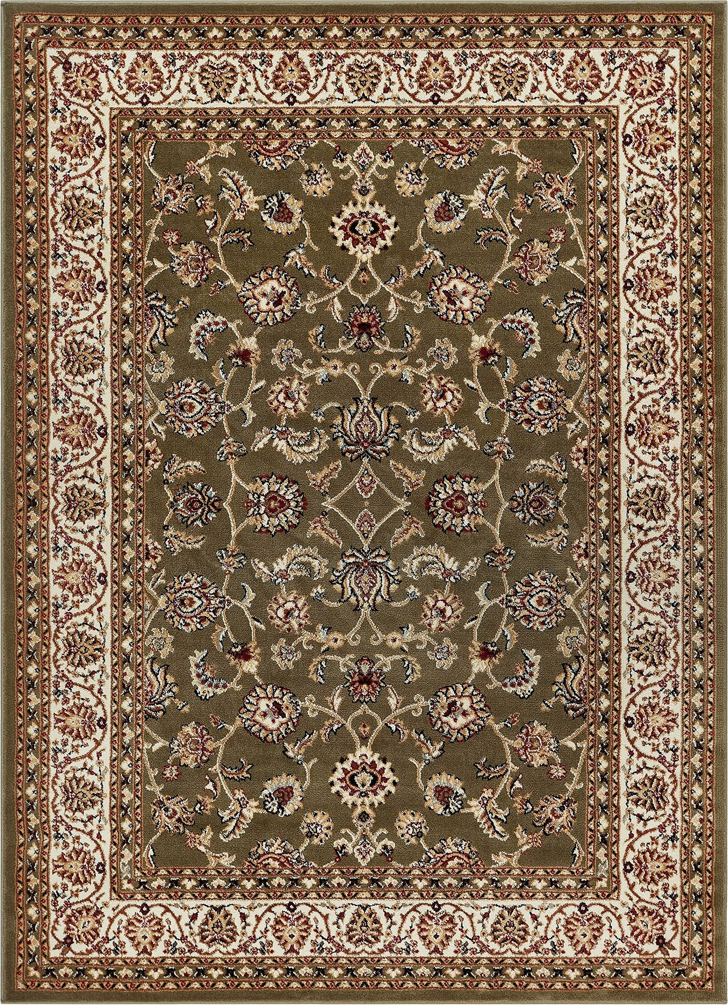 Well Woven Barclay Collection Sarouk Green 4x5 Area Rug - for Entryways, Small Bedrooms, Living Rooms