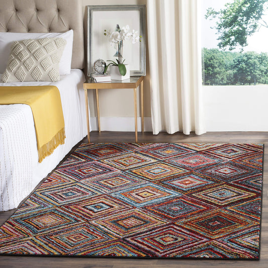 SAFAVIEH Aruba Collection Accent Rug - 4' x 6', Multi, Boho Diamond Lattice Design, Non-Shedding & Easy Care, Ideal for High Traffic Areas in Entryway, Living Room, Bedroom (ARB501M)