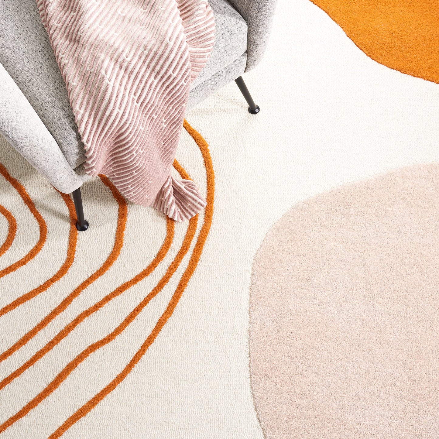SAFAVIEH Area Rug 8x10 - Rodeo Drive Collection - Large - Ivory & Rust, Handmade Wool, Mid-Century Modern Design, Ideal for Living Room, Bedroom, Office, Dining Space (RD860P)