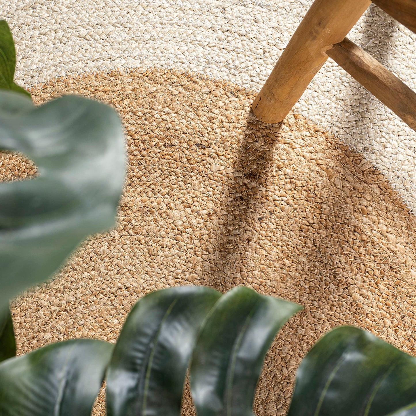 JONATHAN Y Two-Tone Jute Circle Cream/Natural 5' Round Indoor Area Rug, Oceana Boho, Minimalist, Geometric, Easy-Cleaning for Living Room, Bedroom, Kitchen, Pet Friendly, Non-Shedding (RNF115A-5R)