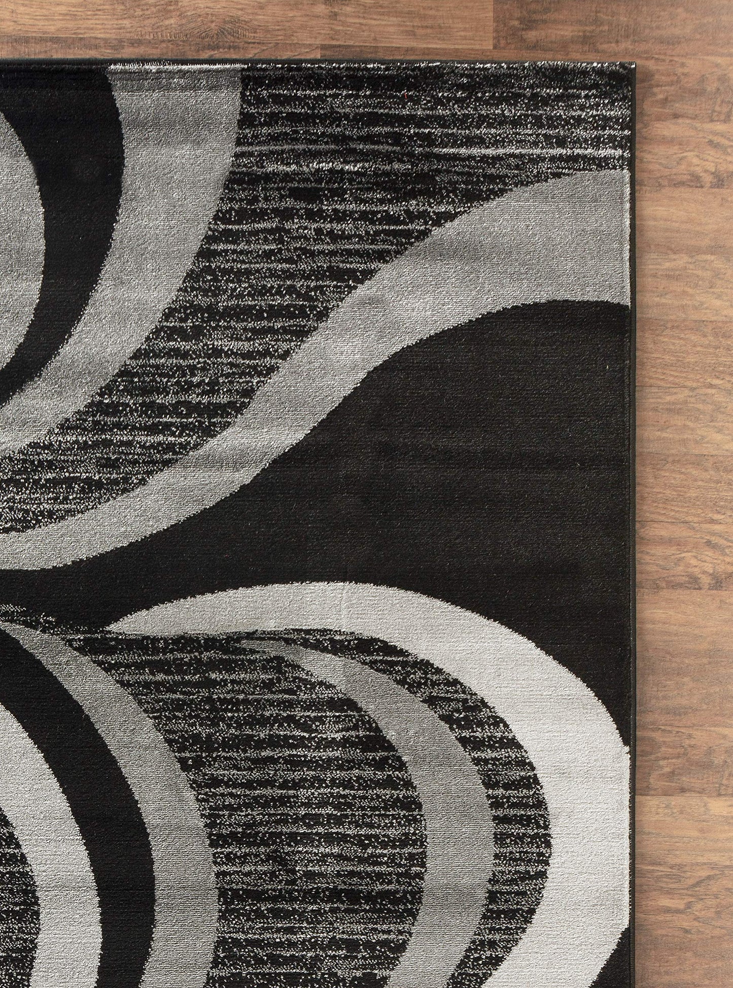 GLORY RUGS Modern Area Rug 8x10 Black Gray Swirls Carpet Bedroom Living Room Contemporary Dining Accent Sevilla Collection 4817A (8x10, Black)