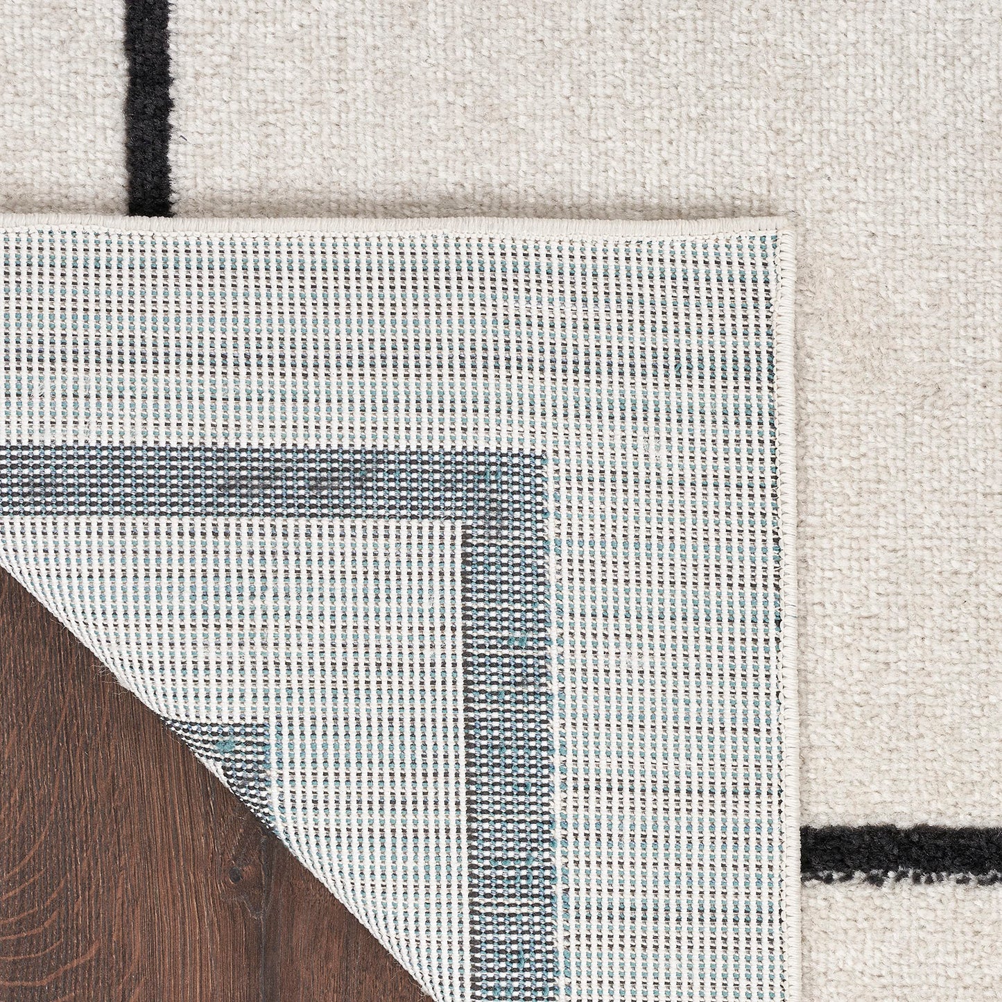 Nourison Home Nourison Essentials Ivory/Black 6' x 9' Area Rug - Easy Clean, Non Shedding, Bed Room, Living Room, Dining Room, Kitchen (6' x 9')