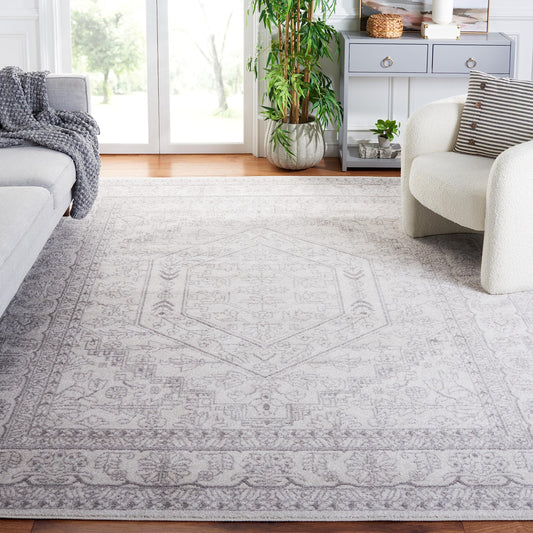 SAFAVIEH Area Rug 9x12 - Adirondack Collection - Large - Ivory & Silver, Oriental Medallion Design, Non-Shedding & Easy to Clean, Ideal for Living Room, Bedroom, Dining Space (ADR108B)