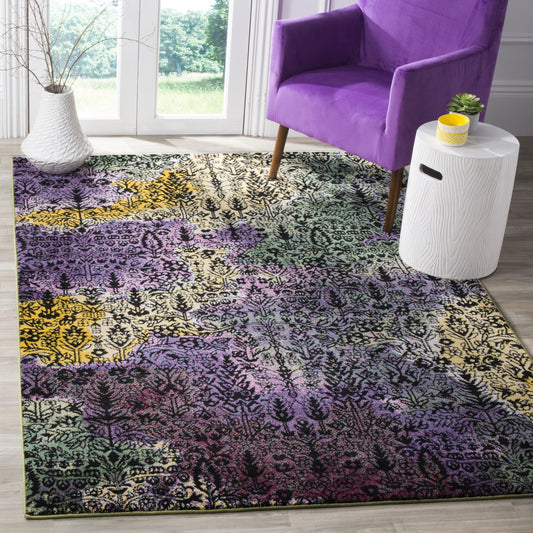 SAFAVIEH Watercolor Collection Accent Rug - 2'7" x 5', Light Yellow & Green, Modern Boho Abstract, Non-Shedding & Easy Care, Ideal for High Traffic Areas in Foyer, Living Room, Bedroom (WTC673H)
