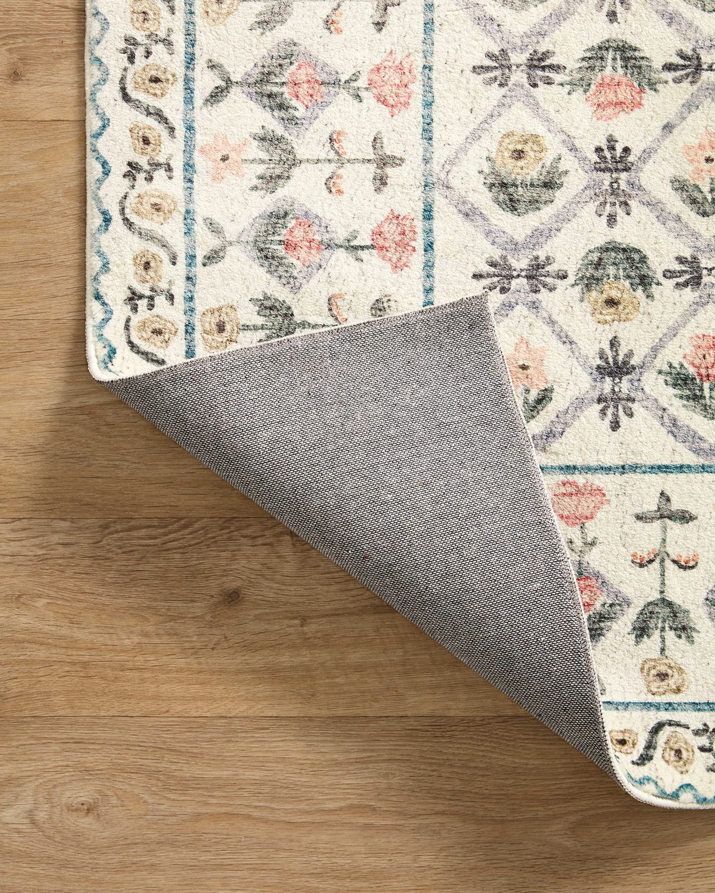 Loloi Rifle Paper Co. Eden Collection EDE-03 Lattice Ivory 5'-0" x 7'-6" Area Rug feat. CloudPile™