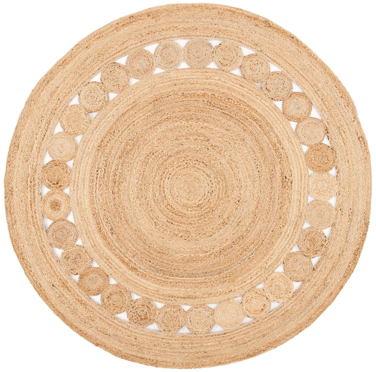 SAFAVIEH Natural Fiber Round Collection 9' Round Natural NFB306A Handmade Boho Country Charm Jute Area Rug