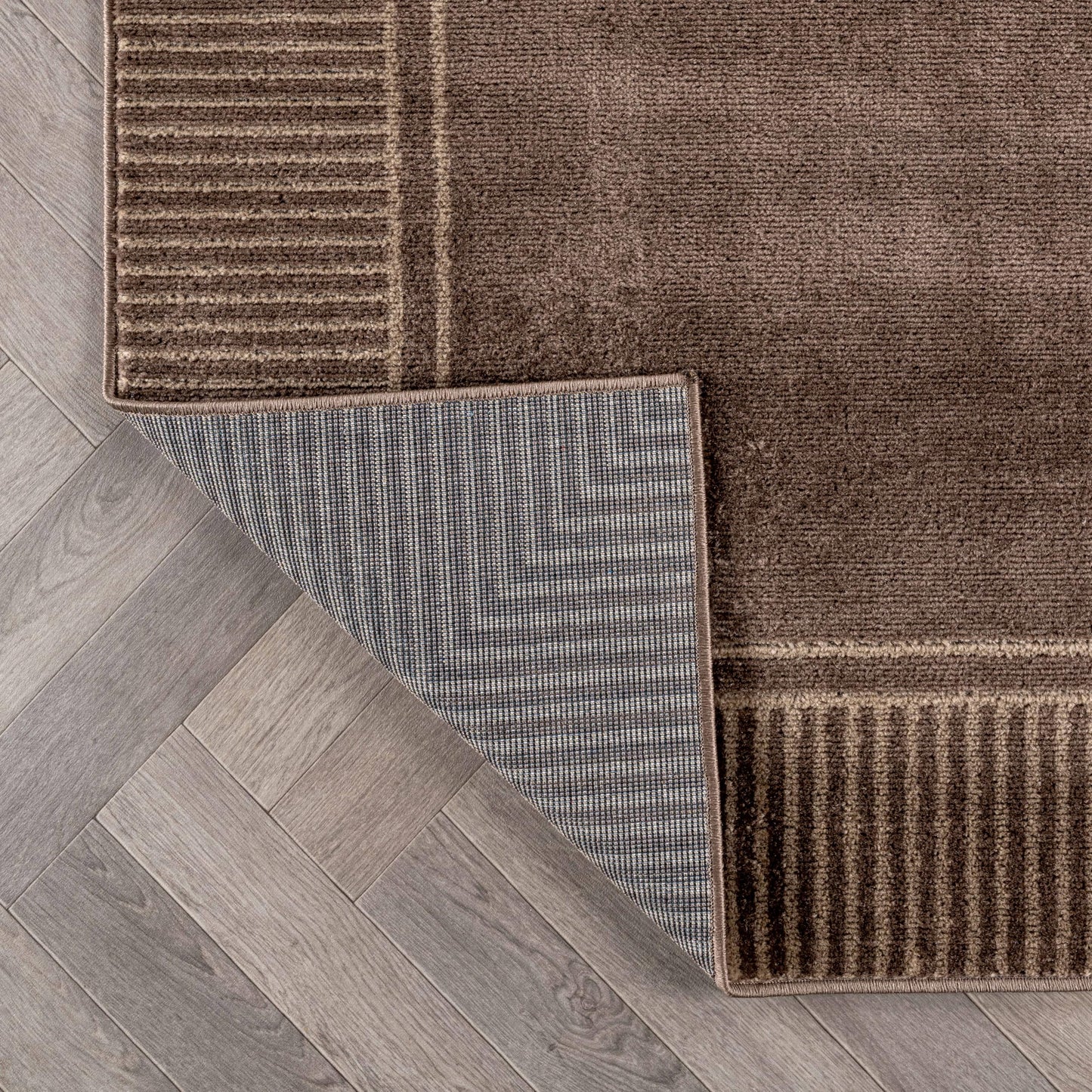 Rugshop Modern Distressed Bordered Indoor Area Rug for Entryway,Bedroom,Kitchen Rug Low Pile Rug with Jute Backing 4' x 6' Brown