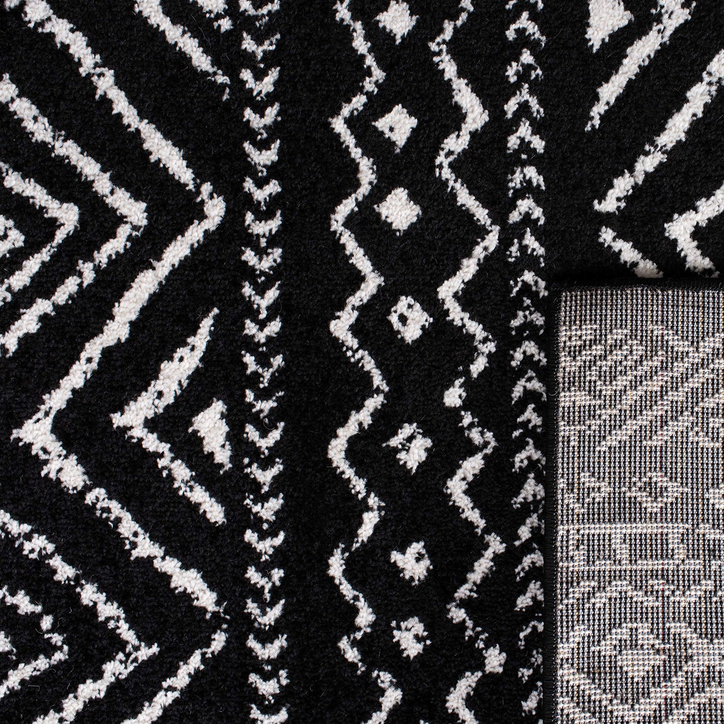 SAFAVIEH Area Rug 10x13 - Tulum Collection - Large - Black & Ivory, Moroccan Boho Distressed Design, Non-Shedding & Easy to Clean, Ideal for Living Room, Bedroom, Dining Space (TUL267Z)