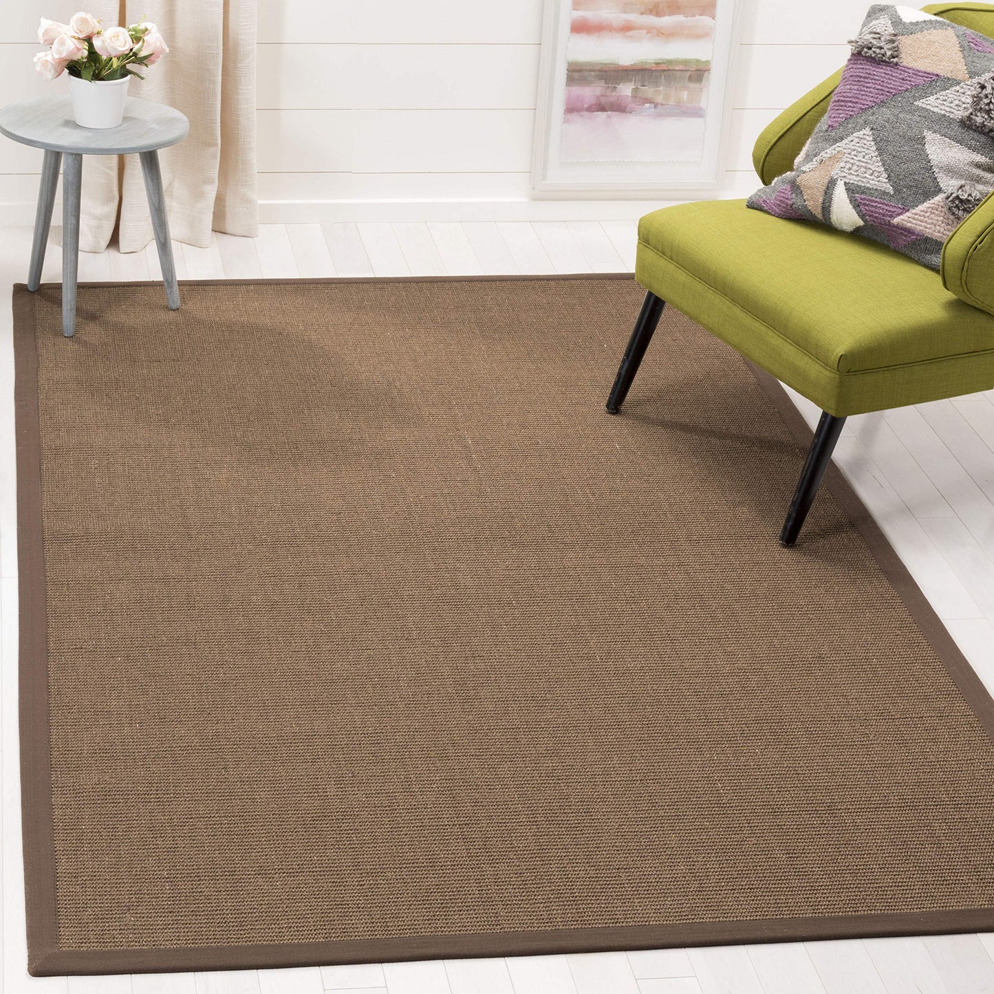 SAFAVIEH Natural Fiber Collection Accent Rug - 4' x 6', Brown & Brown, Border Sisal Design, Easy Care, Ideal for High Traffic Areas in Entryway, Living Room, Bedroom (NF441C)