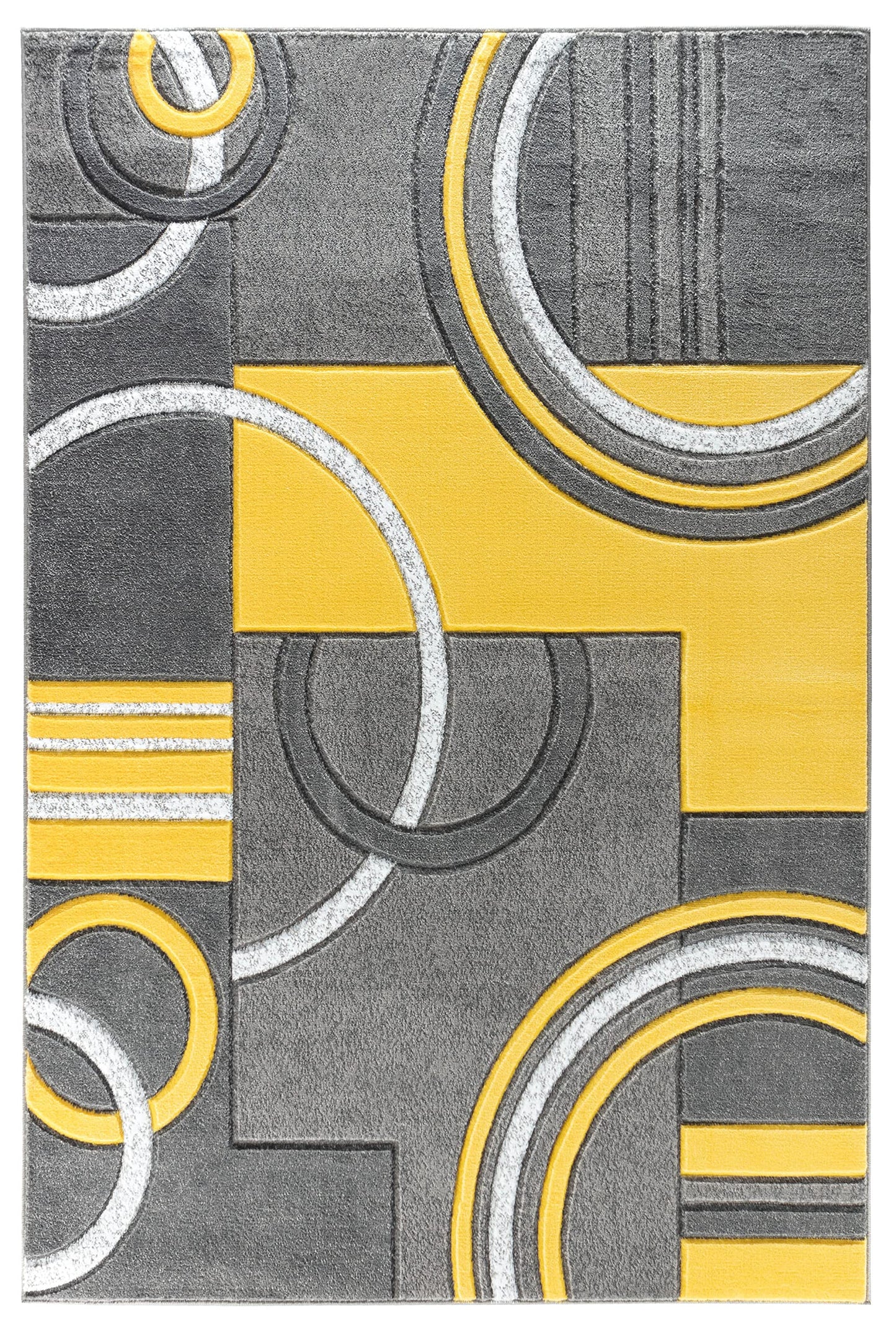 GLORY RUGS Area Rug Modern Soft Hand Carved Contemporary Floor Carpet with Premium Fluffy Texture for Indoor Living Dining Room and Bedroom Area (8x10, Yellow)