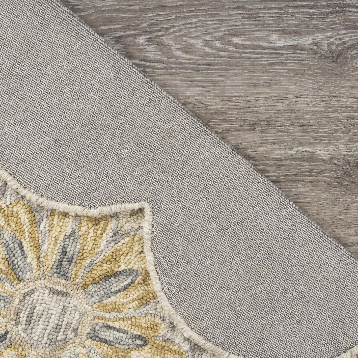 LR Home 6ft Scalloped Round Indoor Wool Area Rug for Home Decor | Rugs for Living Room, Bedroom, Playroom, Entryway, Office | Handmade Modern Farmhouse Boho Area Rug for Room Decor | Gray/Beige