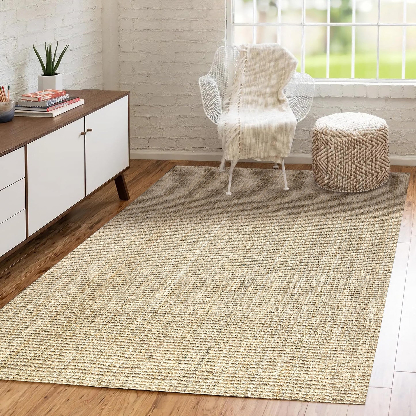 JONATHAN Y Hiro Hand Woven Chunky Jute Ivory Indoor Area Rug, 3x5, Bohemian, Transitional, Easy-Cleaning for Living Room, Bedroom, Kitchen, Pet Friendly, Non-Shedding (NFR103A-3)
