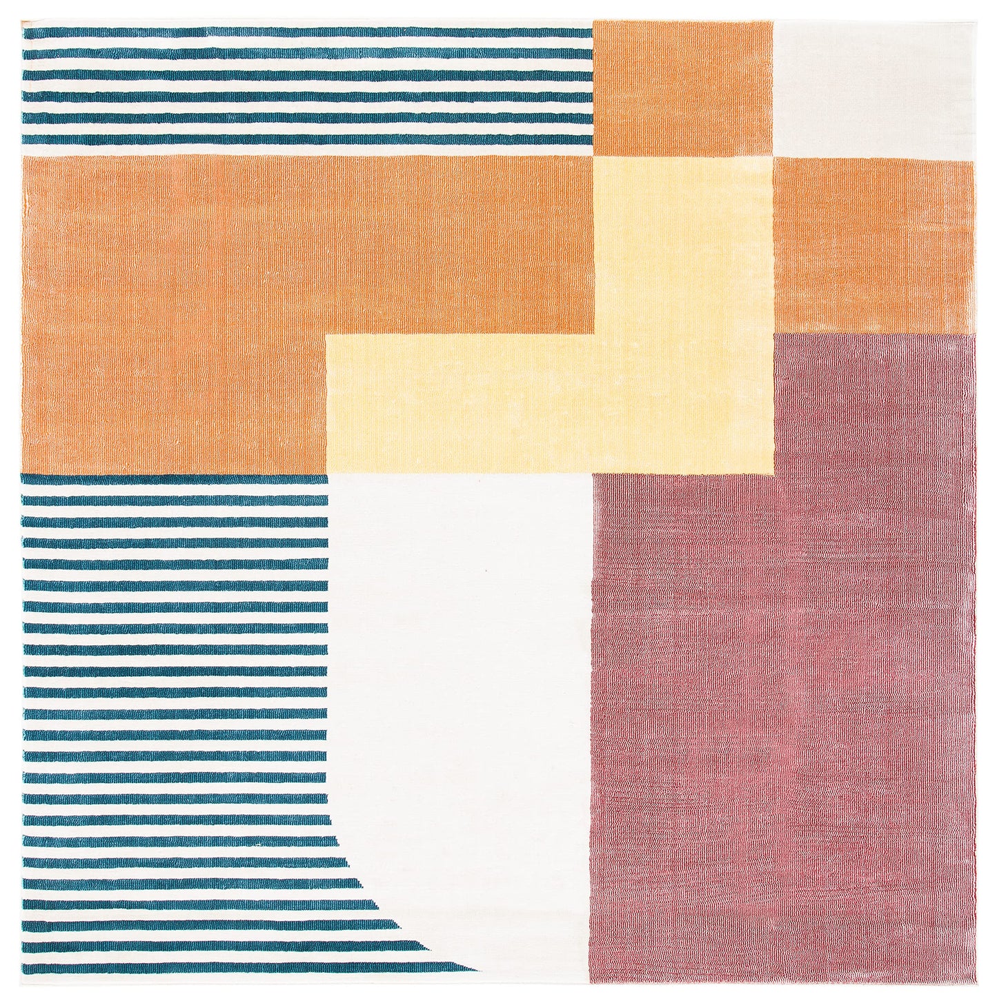 SAFAVIEH Orwell Collection Area Rug - 3' Square, Rust & Yellow, Mid-Century Modern Abstract Design, Non-Shedding & Easy Care, Ideal for High Traffic Areas in Living Room, Bedroom (ORW368P)