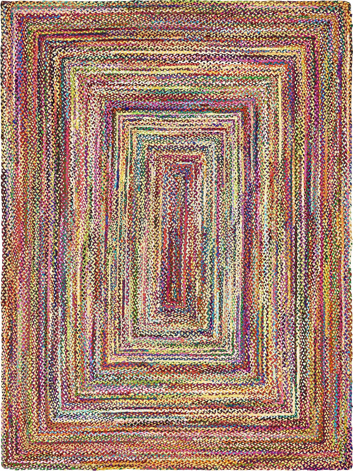 Unique Loom Braided Chindi Collection Area Rug - Layer (9' x 12' 2" Rectangle, Multi/ Blue)