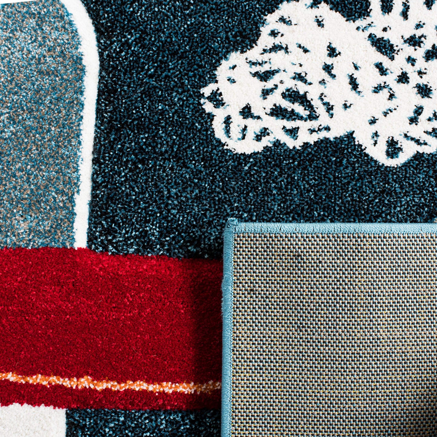 SAFAVIEH Carousel Kids Collection Area Rug - 5'3" x 7'6", Navy & Ivory, Non-Shedding & Easy Care, Ideal for High Traffic Areas for Boys & Girls in Playroom, Nursery, Bedroom (CRK167N)