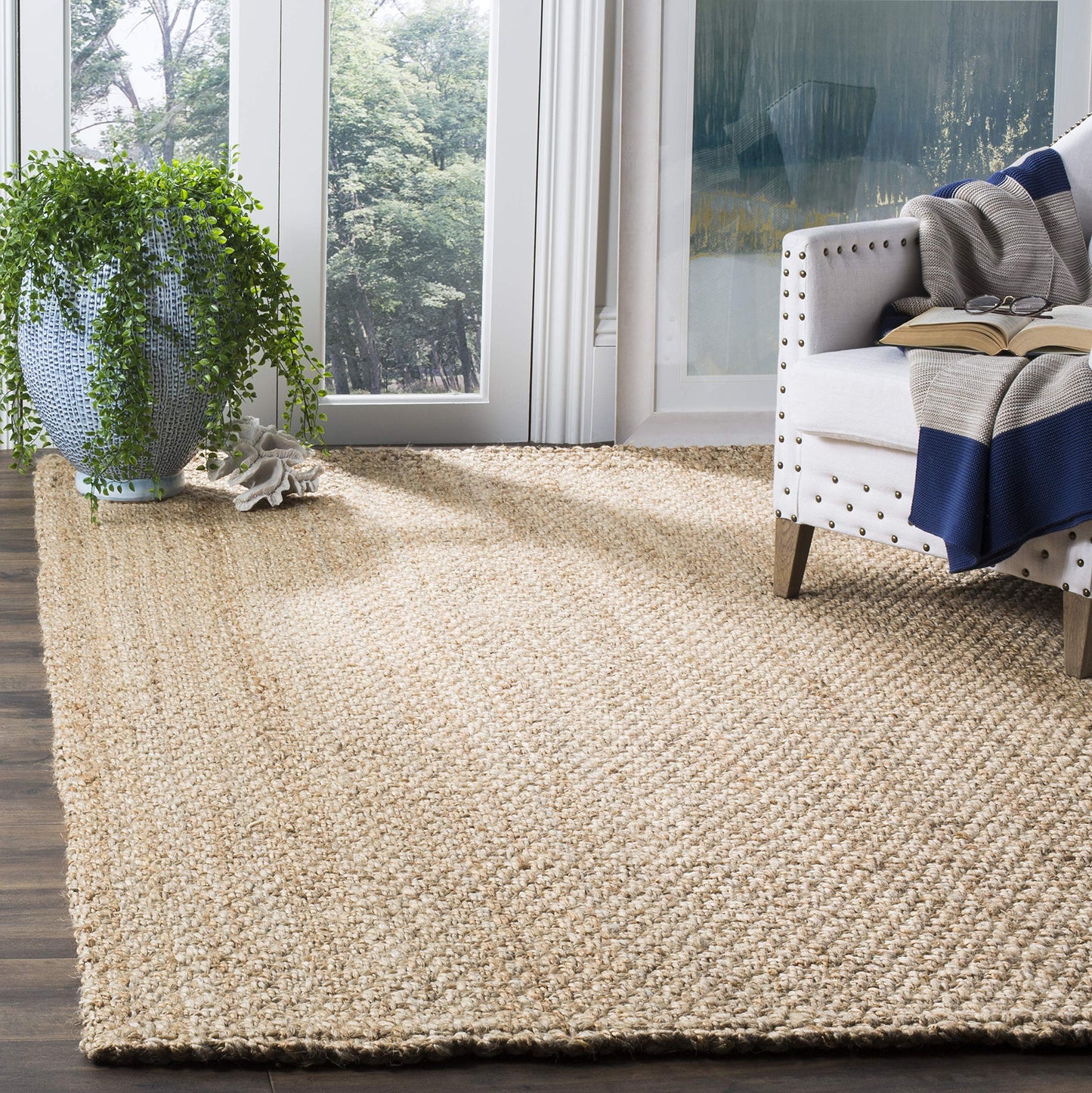 SAFAVIEH Area Rug 9x12 - Natural Fiber Collection - Large - Natural Brown, Handmade Jute, Basketweave Design (NF401A)