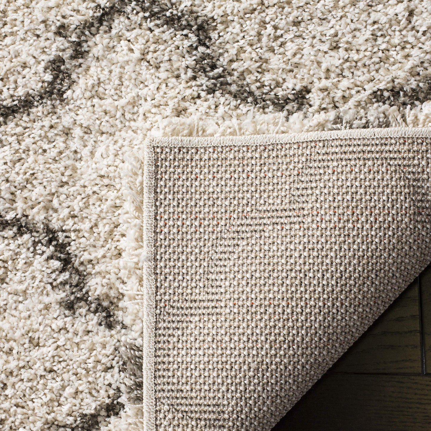SAFAVIEH Hudson Shag Collection Area Rug - 6' x 9', Ivory & Grey, Moroccan Trellis Design, Non-Shedding & Easy Care, 2-inch Thick Ideal for High Traffic Areas in Living Room, Bedroom (SGH282A)