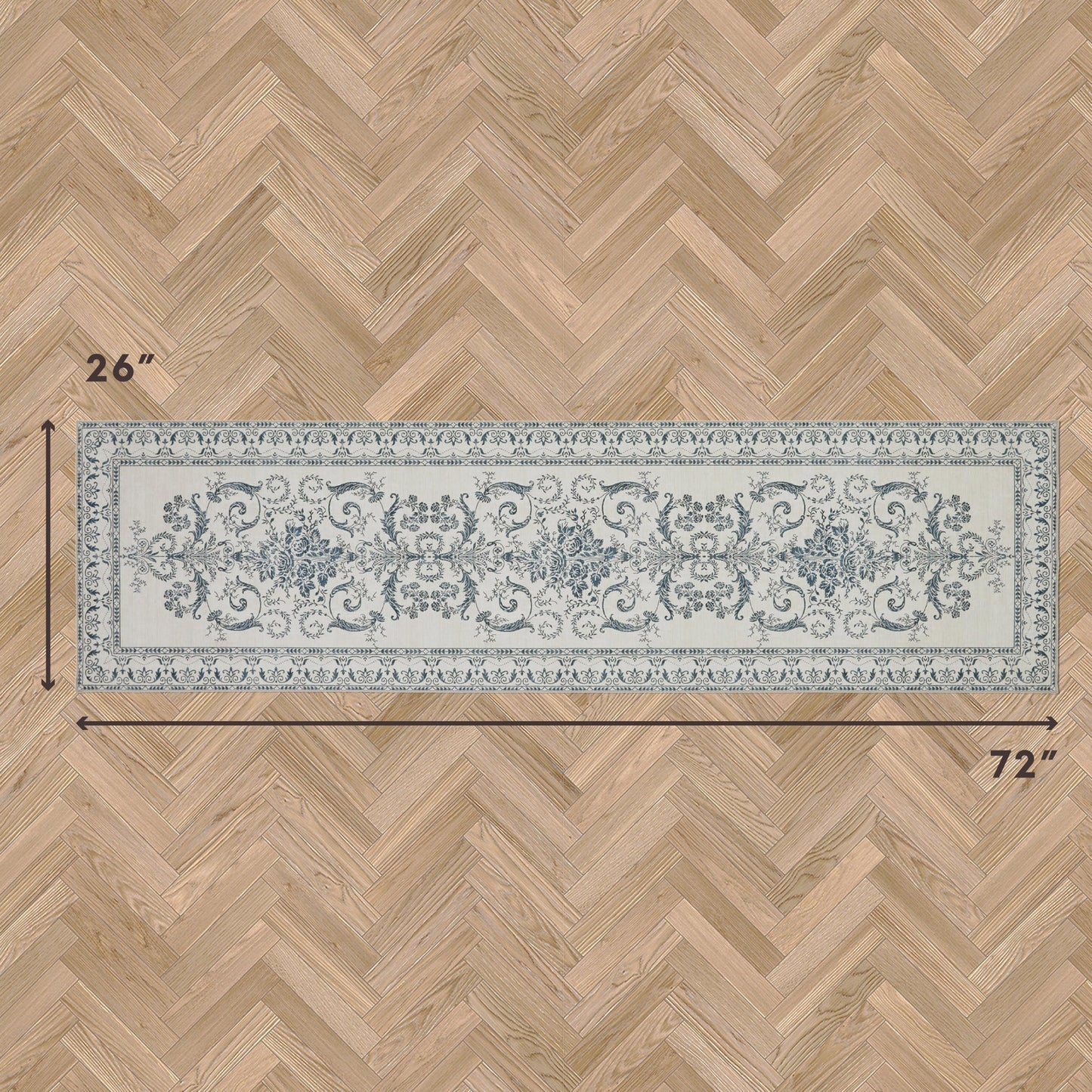 Laura Ashley Sea Spray Blue Josette Medallion Machine Washable & Slip Resistant 26" x 72" Runner Rug