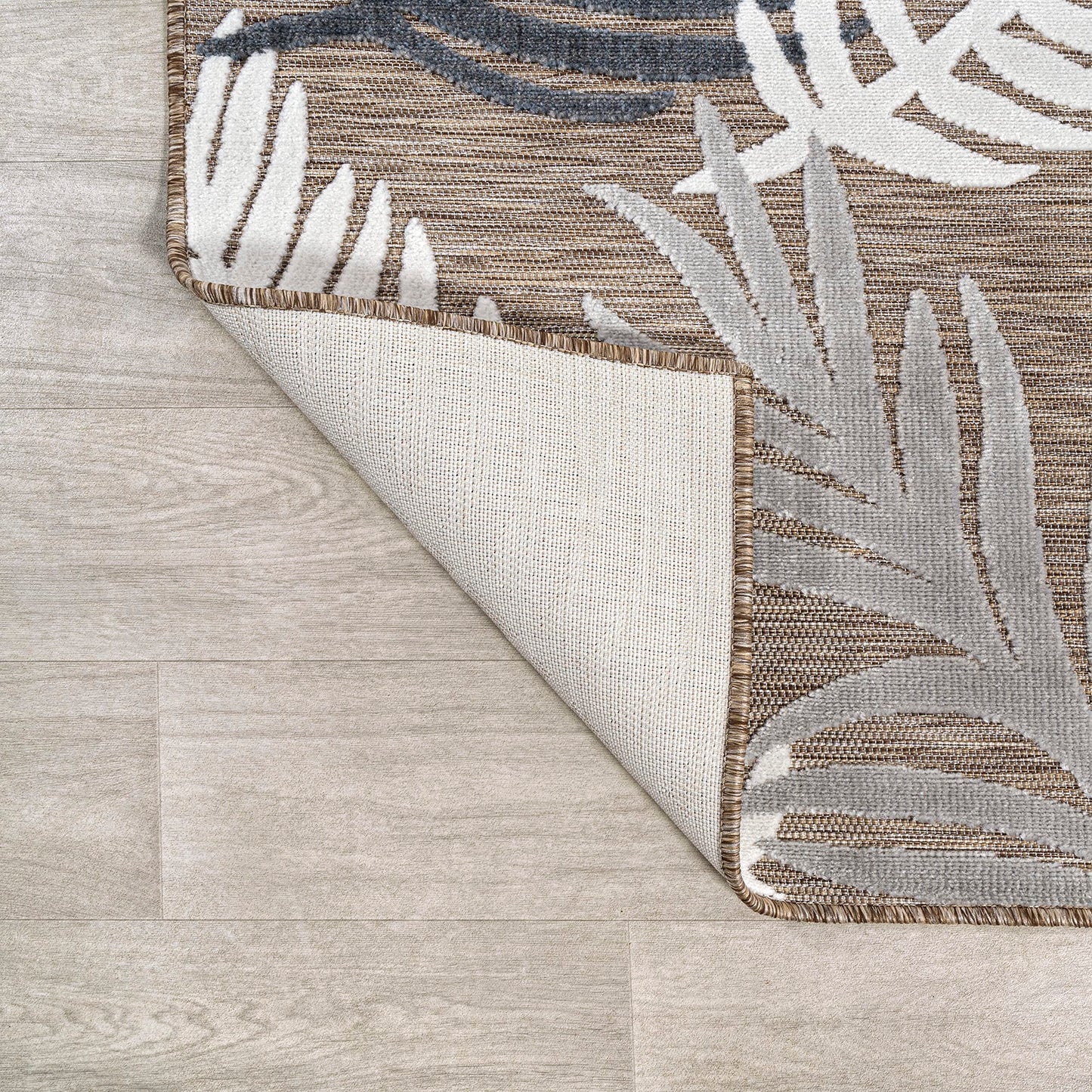 JONATHAN Y Tropical Palm Indoor Outdoor Runner Rug 2X8 Brown/Navy/Ivory, Montego High-Low for Backyard, Patio, Porch, Easy-Cleaning, High Traffic, Pet-Friendly, Non-Shedding (HWC101B-28)
