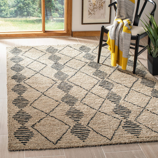 SAFAVIEH Bohemian Collection 3' x 5' Beige / Black BOH703Z Handmade Moroccan Tribal Jute Area Rug