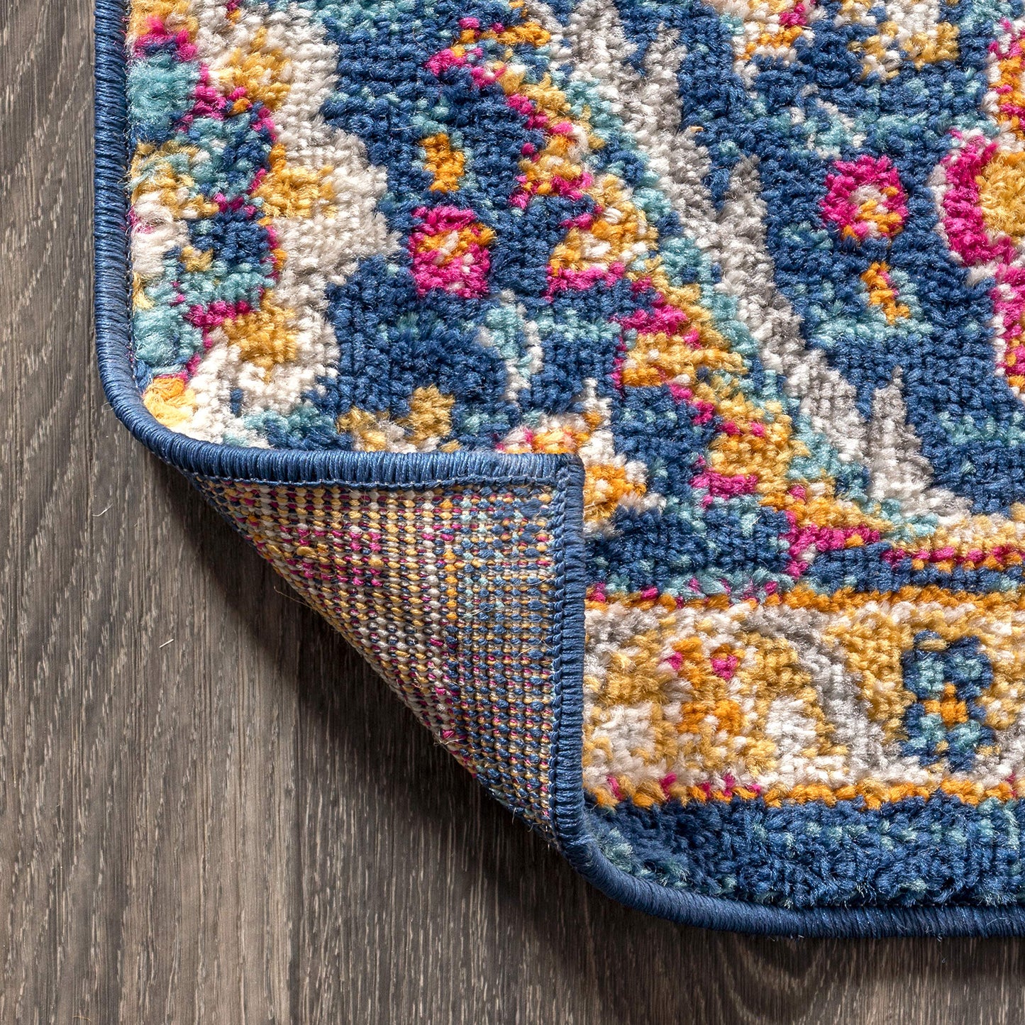JONATHAN Y Boho Vintage Blue/Multi 4x6 Oval Area Rug, Bohemian Flair Medallion, Floral Easy-Cleaning High Traffic for Living Room, Bedroom, Kitchen, Pet-Friendly, Non Shedding (BMF106A-4OV)