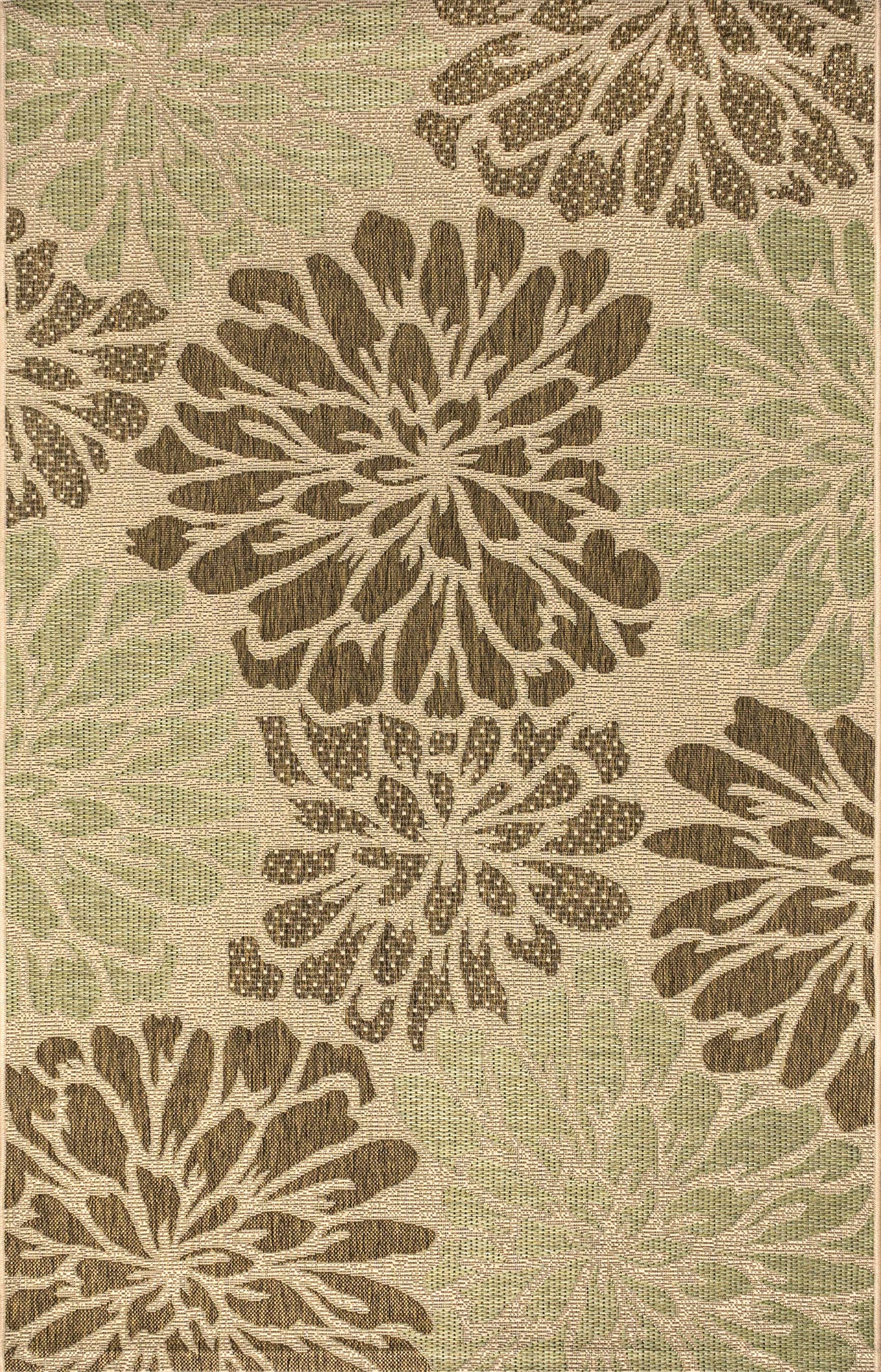 JONATHAN Y Floral Textured Weave Indoor Outdoor Area Rug 4X6 Sage/Brown, Zinnia Modern for Backyard, Patio, Porch, Easy-Cleaning, High Traffic, Pet-Friendly, Non-Shedding (SMB110A-4)