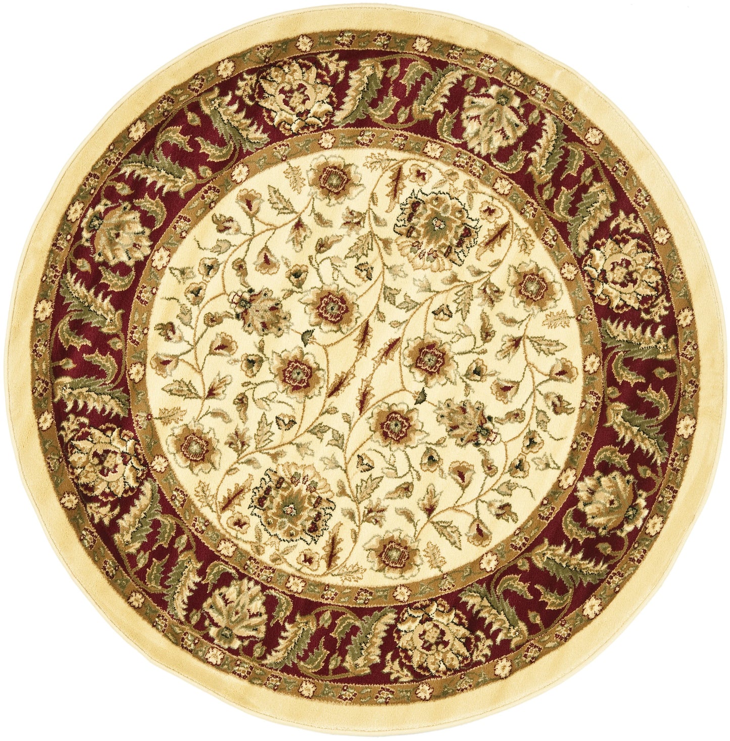 SAFAVIEH Lyndhurst Collection 8' Round Ivory/Red LNH215A Traditional Oriental Non-Shedding Dining Room Entryway Foyer Living Room Bedroom Area Rug