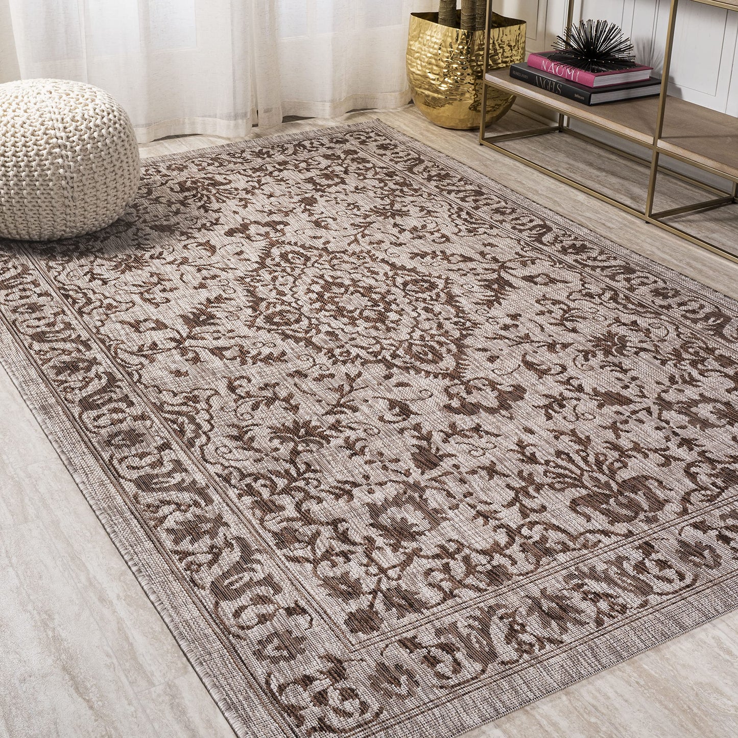 JONATHAN Y Ornate Medallion Indoor Outdoor Area Rug 3X5 Brown/Beige, Jerash for Backyard, Patio, Porch, Easy-Cleaning, High Traffic, Pet-Friendly, Non-Shedding (SMB115A-3)