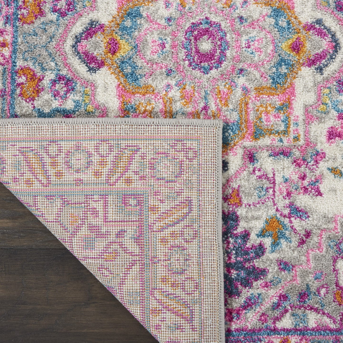Nourison Home Passion Light Grey Pink 1'10" x 6' Area Rug - Easy Clean, Non Shedding, Bed Room, Living Room, Dining Room, Kitchen (6' Runner)