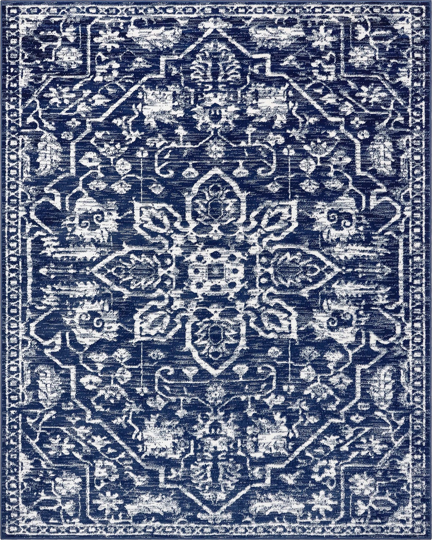Well Woven Della Dark Blue Vintage Medallion Pattern Area Rug (7'3" x 9'3")