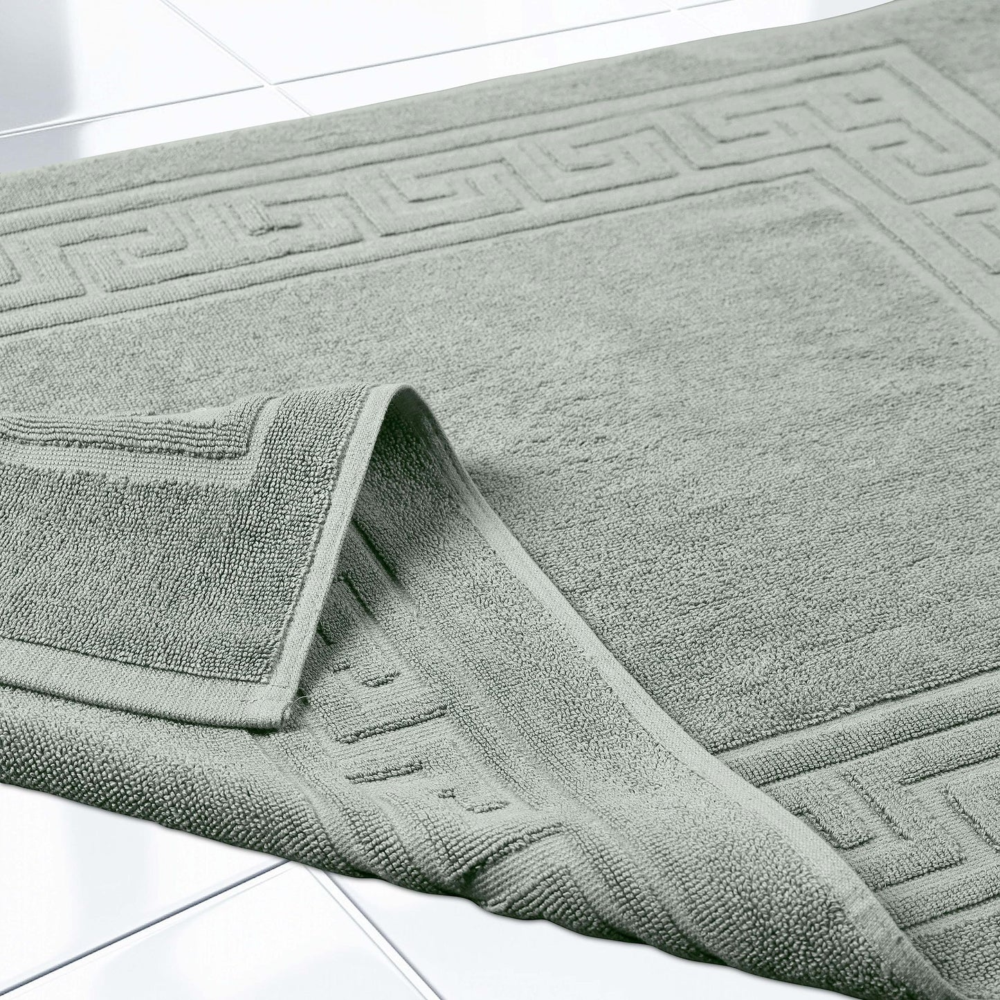 Superior Heavyweight Cotton Bath Mats, Bath Rugs For Bathroom Accessories, Washable Rug For Shower, Bath, Toilet, Modern Decor, No Backing, Luxury Hotel And Spa Quality, Set of 2, 22" x 35", Sage