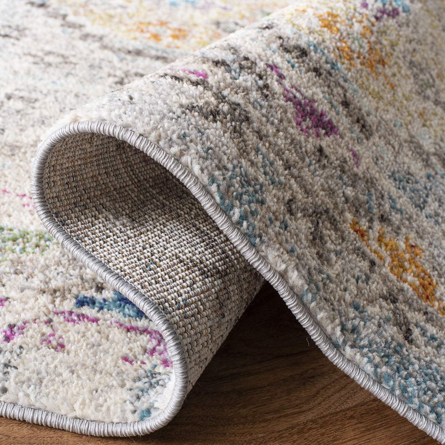 SAFAVIEH Area Rug 8x10 - Madison Collection - Large - Grey & Yellow, Boho Diamond Distressed Design, Non-Shedding & Easy Cleaning, Ideal for Living Room, Bedroom, Office, Dining Space (MAD418F)