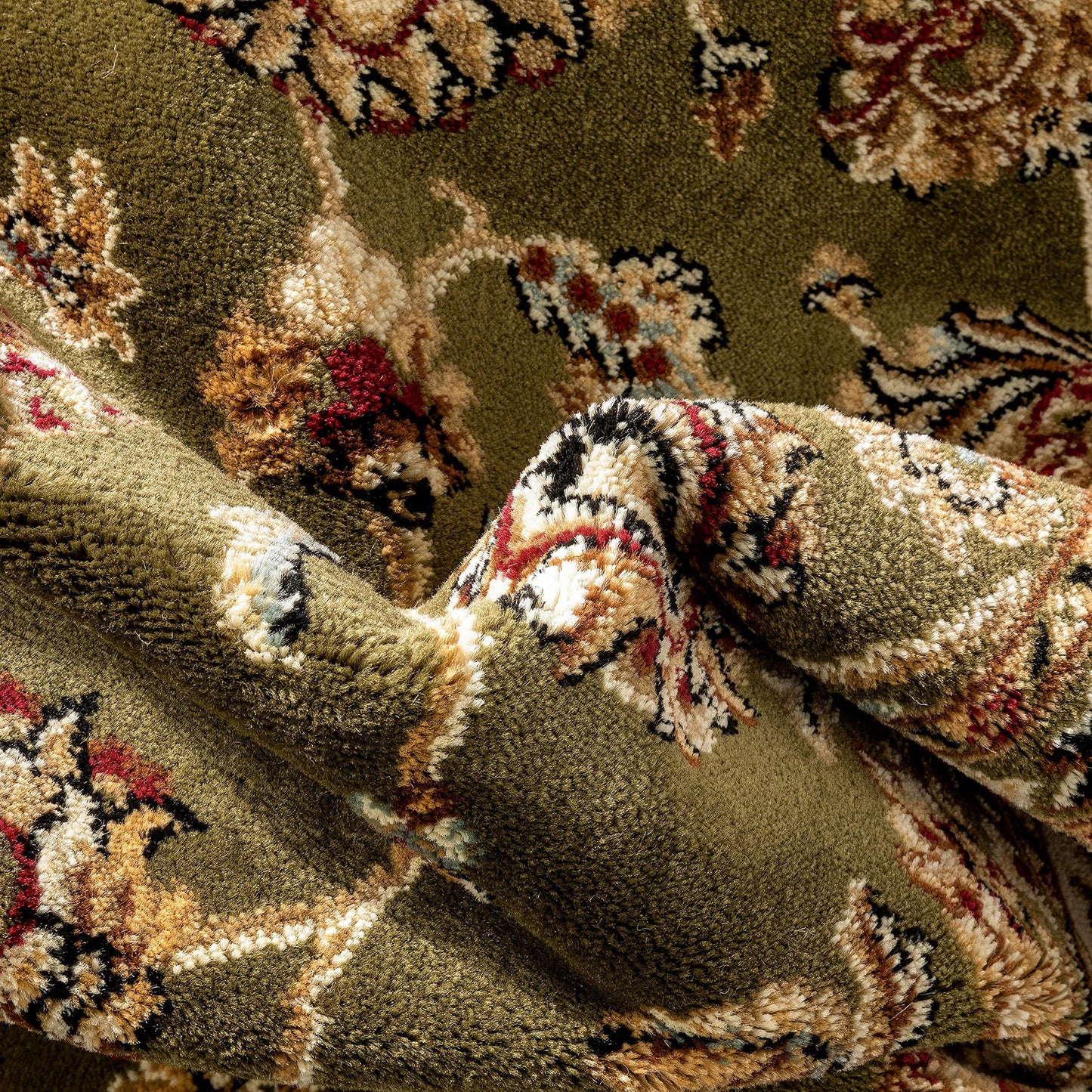 Well Woven Barclay Collection Sarouk Green 4x5 Area Rug - for Entryways, Small Bedrooms, Living Rooms