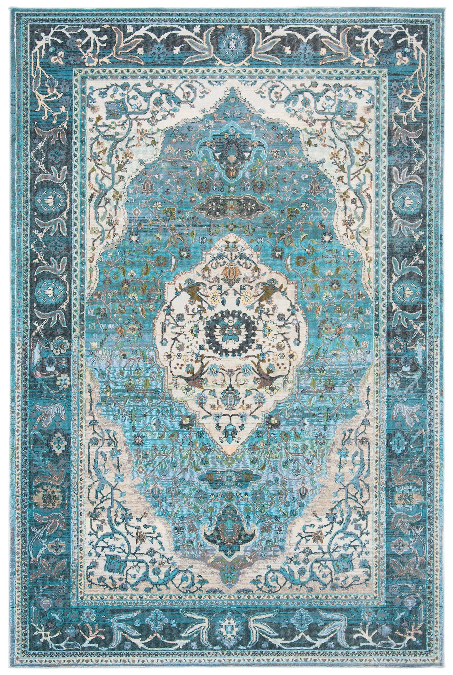SAFAVIEH Luxor Collection Area Rug - 5'3" x 7'7", Turquoise & Beige, Handmade Boho Chic Oriental, Ideal for High Traffic Areas in Living Room, Bedroom (LUX342K)