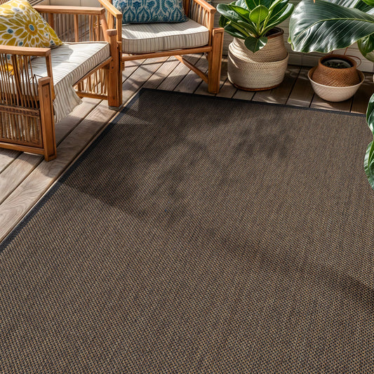 Rugshop Diamond Grid Indoor Outdoor Flat Woven Area Rug,Natural Jute-Style, Easy-Care Patio Rug for Backyard Porch Deck Balcony, 4' x 6' Dark Gray/Natural
