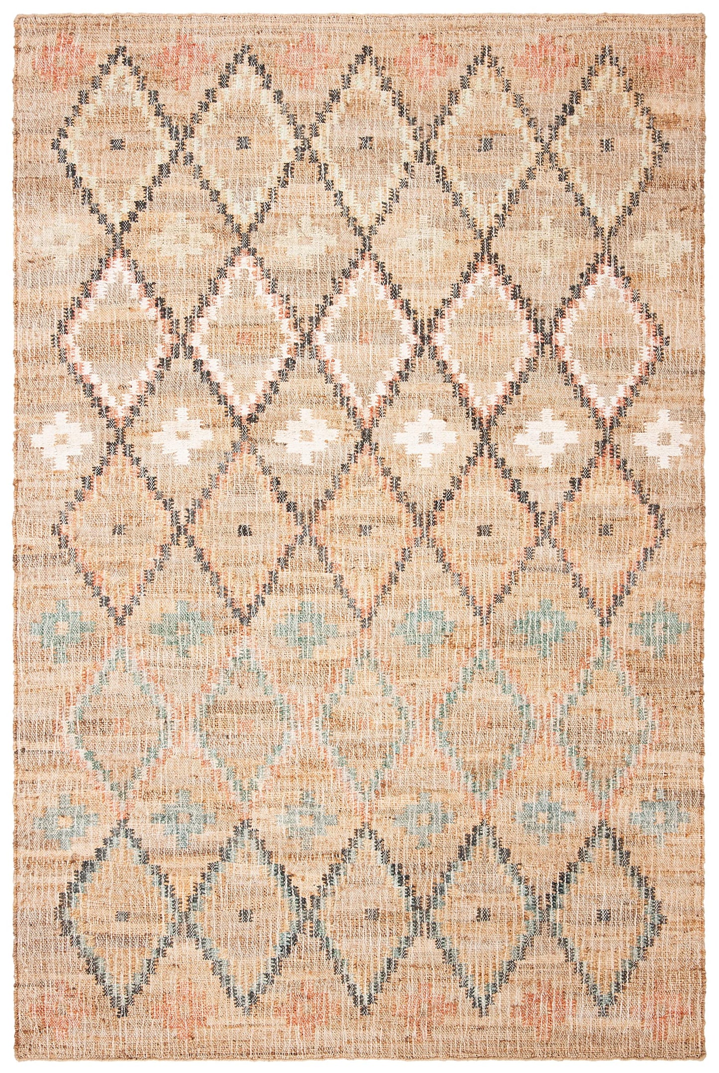 SAFAVIEH Kilim Collection Area Rug - 5' x 8', Natural & Blue, Handmade Moroccan Boho Jute & Cotton, Ideal for High Traffic Areas in Living Room, Bedroom (KLM753A)