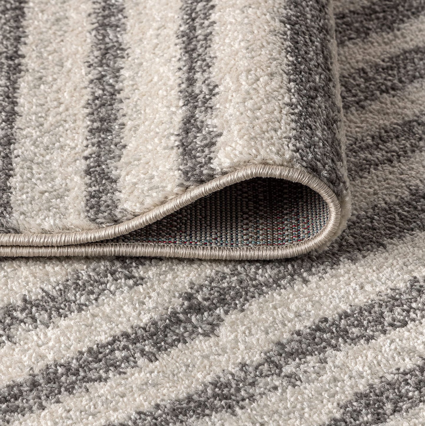JONATHAN Y Lyla Offset Stripe Gray/Cream Indoor Area Rug, 4x6, Contemporary, Modern, Easy-Cleaning for Living Room, Bedroom, Kitchen, Pet Friendly, Non-Shedding (MOH204A-4)