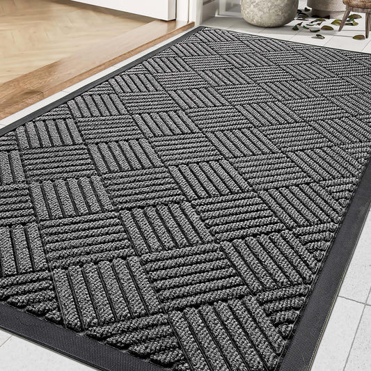 Amyracel Front Door Mat 36x48, Heavy Duty Durable Indoor Outdoor Entrance Doormat, All-Weather Dirt Trapper Waterproof Doormat, Fade Resistant, Non-Slip, Easy Clean Outside Patio Entryway Mat