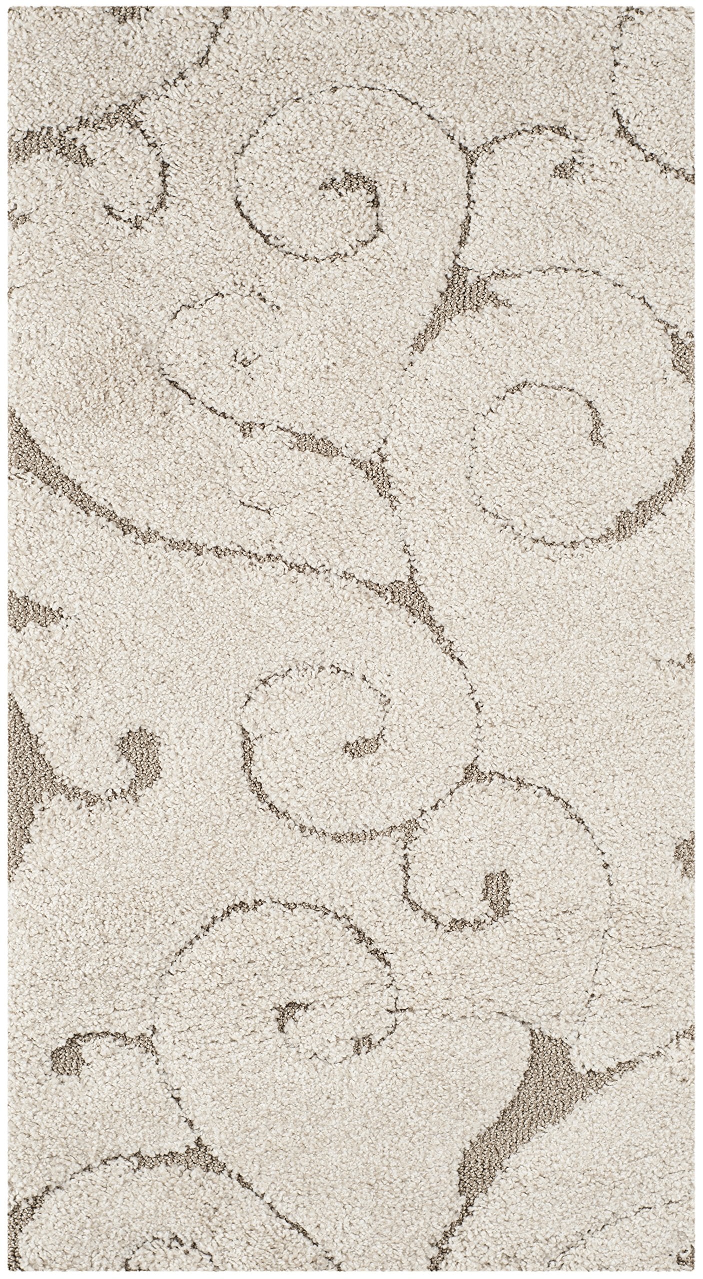 SAFAVIEH Florida Shag Collection Accent Rug - 2'3" x 4', Cream & Beige, Scroll Design, Non-Shedding & Easy Care, High-Low Plush Pile, Ideal for Bedroom, Foyer, Hallway (SG455-1113)