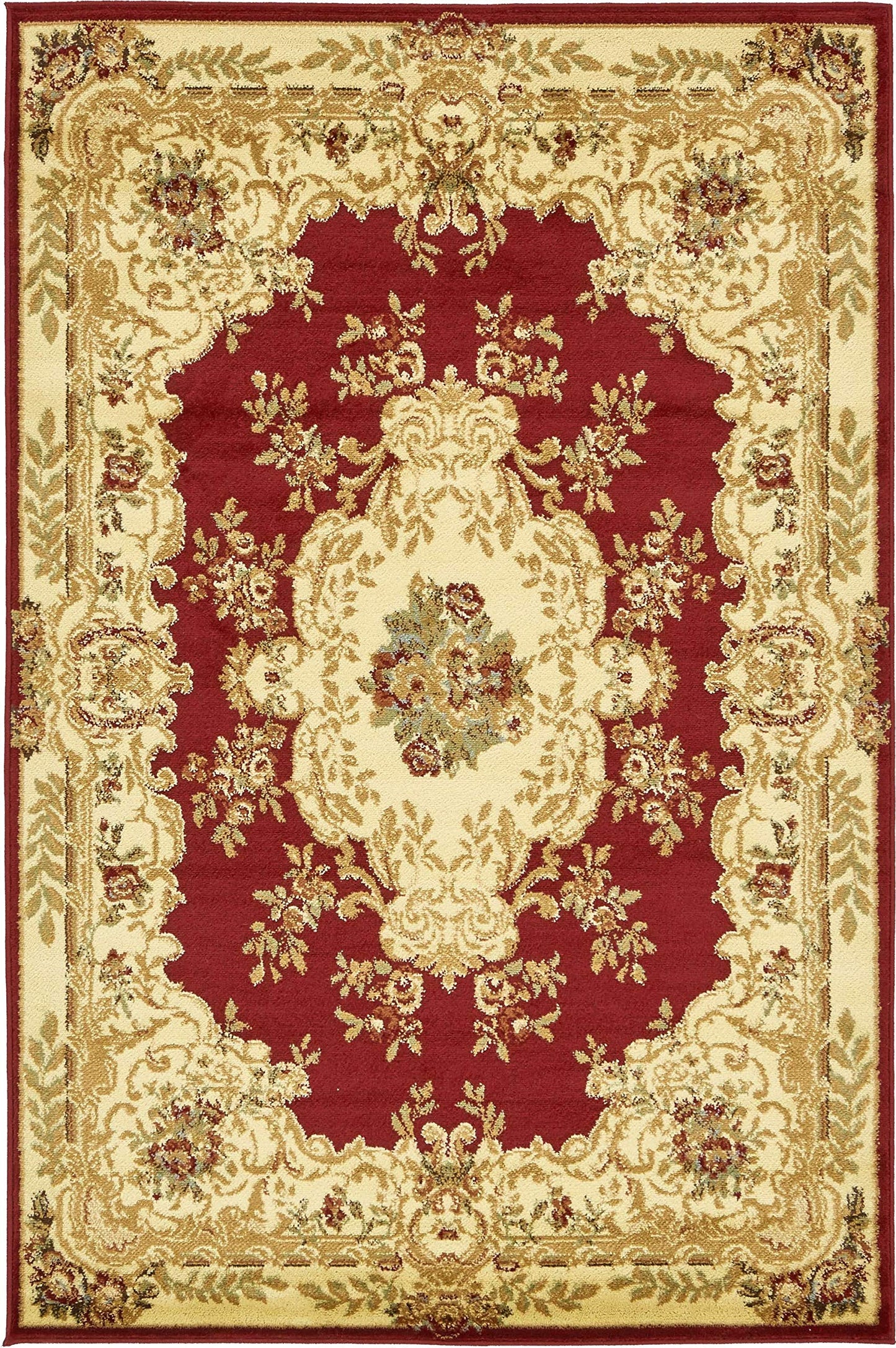 Unique Loom Versailles Collection Traditional Classic Medallion Motif Area Rug (4' 0 x 6' 0 Rectangular, Burgundy/ Ivory)