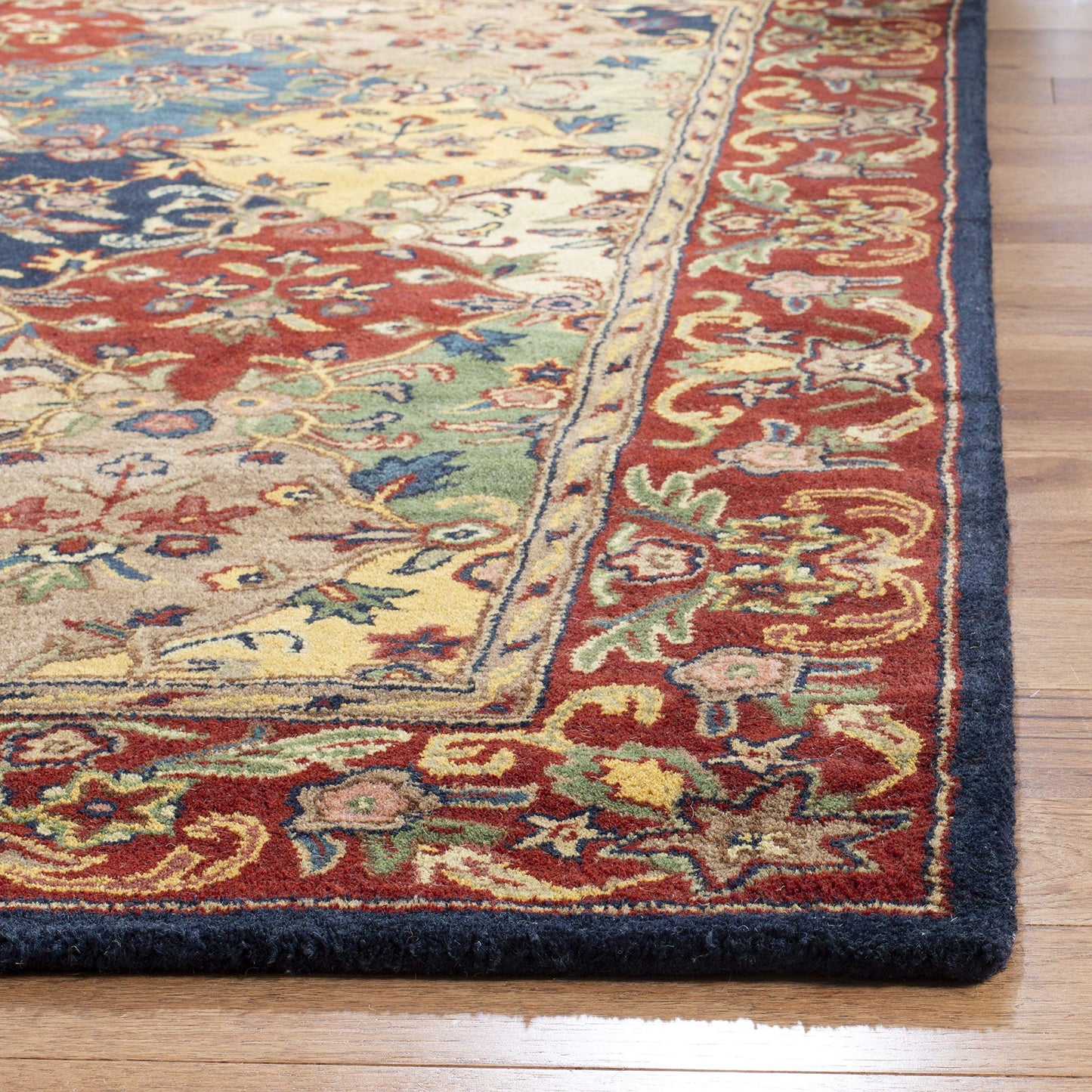 SAFAVIEH Heritage Collection Area Rug - 7'6" x 9'6", Multi & Burgundy, Handmade Traditional Oriental Wool, Ideal for High Traffic Areas in Living Room, Bedroom (HG911A)
