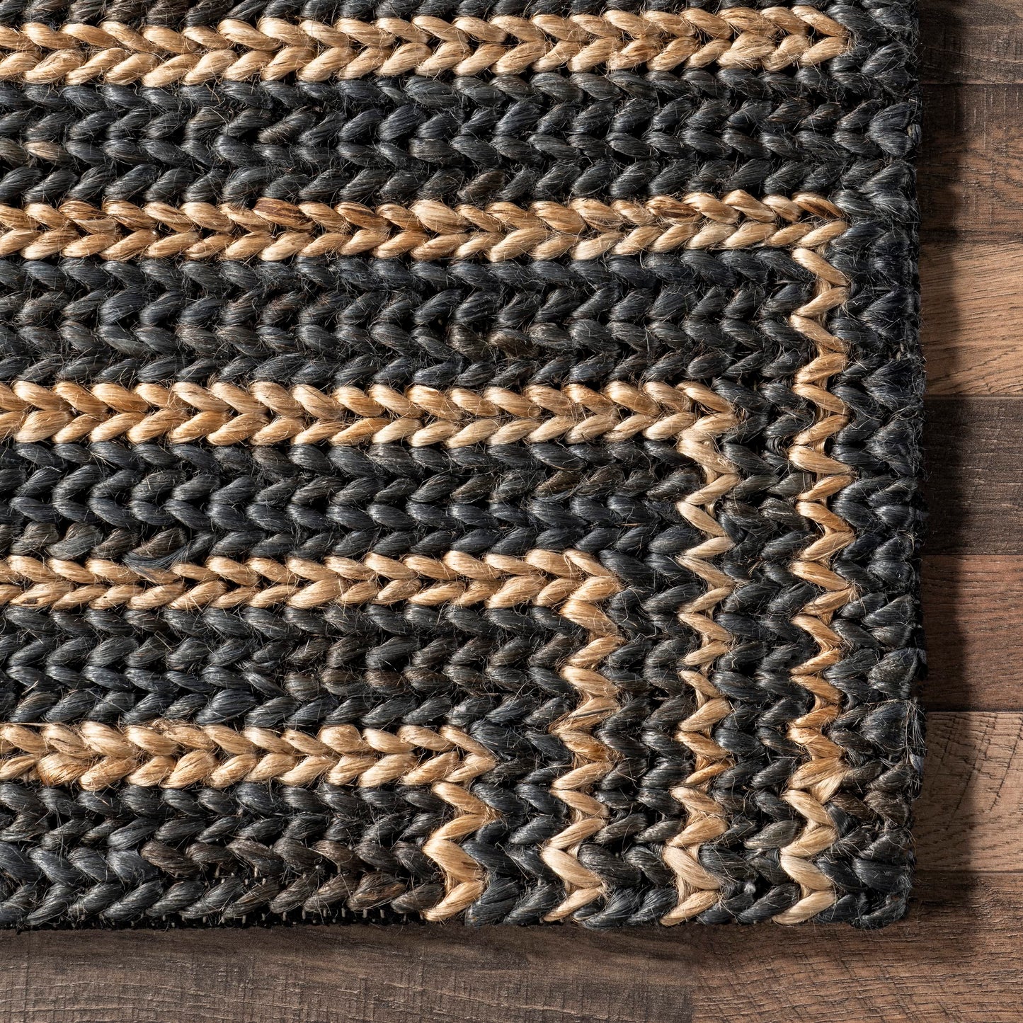 Rugs USA Liess Black/Natural, 9'6" x 13'6", Handmade, Geometric, Jute & Cotton, Soft and Textured, High Traffic, Stain Resistant, Easy Clean, Durable Area Rug for Bedroom, Living Room, Dining, Foyer