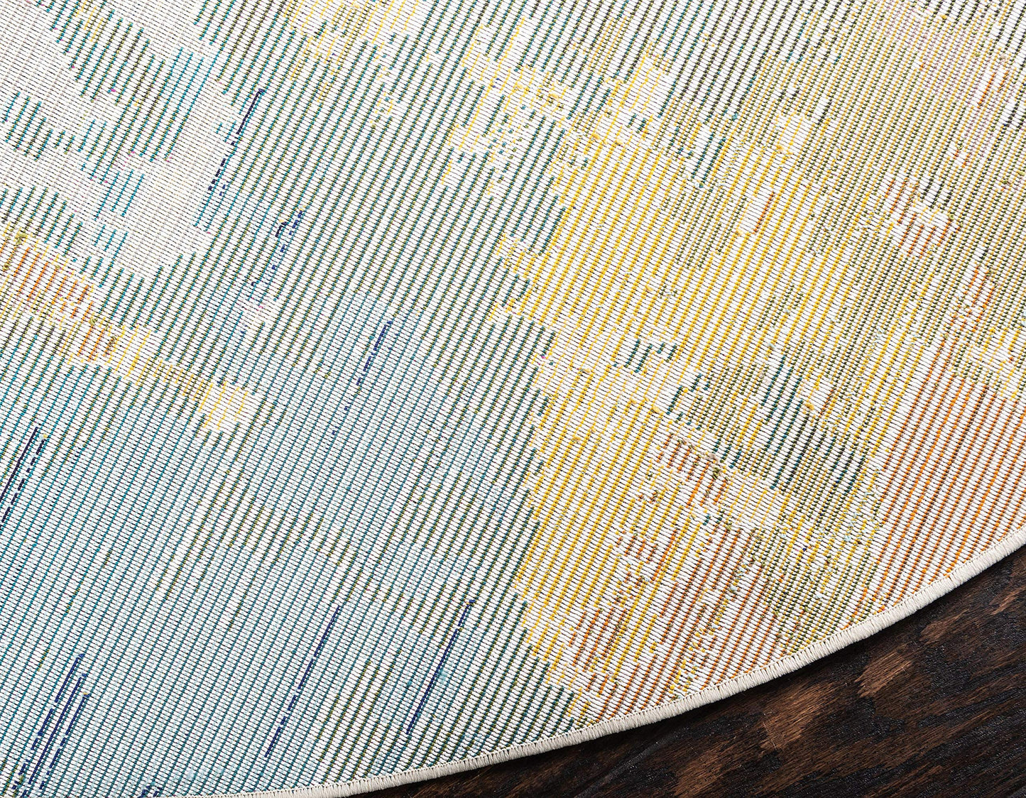 Unique Loom Estrella Collection Colorful, Abstract, Floral, Watercolors, Modern, Distressed Area Rug (6' 0 x 6' 0 Round, Multi/Pink)