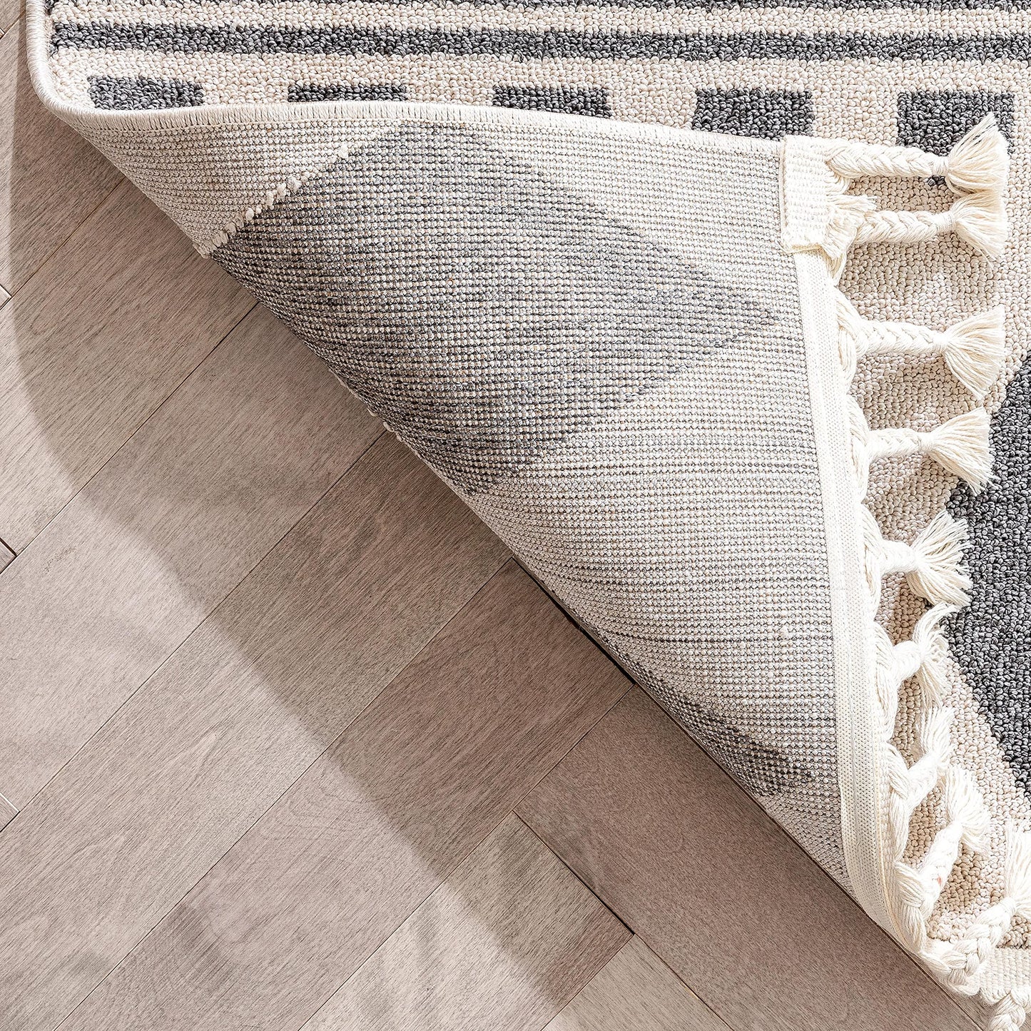 Well Woven Loop-De-Loop Cruce Tribal Moroccan Geometric Grey Kilim-Style 7'10" x 10"6" Area Rug