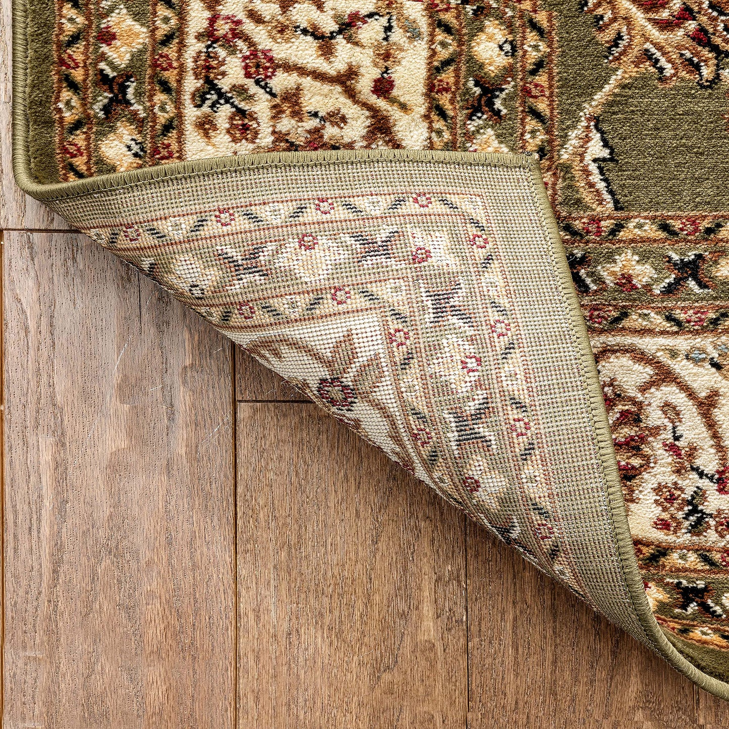 Well Woven Barclay Collection Sarouk Green 4x5 Area Rug - for Entryways, Small Bedrooms, Living Rooms