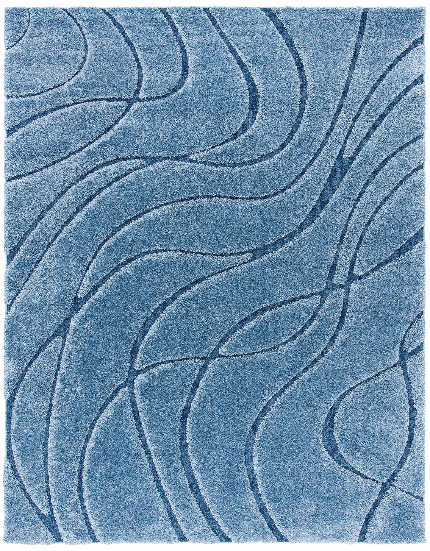 SAFAVIEH Florida Shag Collection Area Rug - 8'6" x 12', Light Blue & Blue, Non-Shedding & Easy Care, 1.2-inch Thick Ideal for High Traffic Areas in Living Room, Bedroom (SG471-6065)