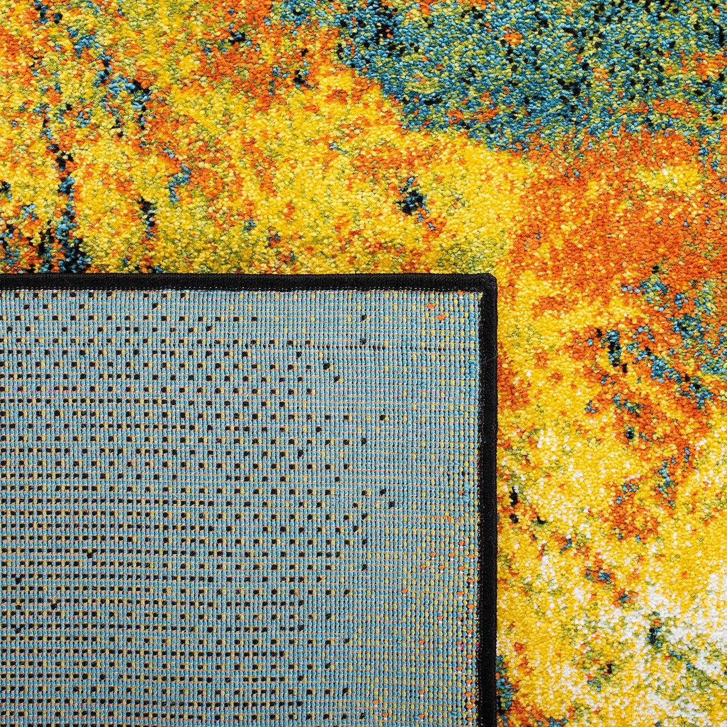 SAFAVIEH Galaxy Collection Area Rug - 5'3" x 7'6", Blue & Yellow, Modern Abstract Design, Non-Shedding & Easy Care, Ideal for High Traffic Areas in Living Room, Bedroom (GAL117L)